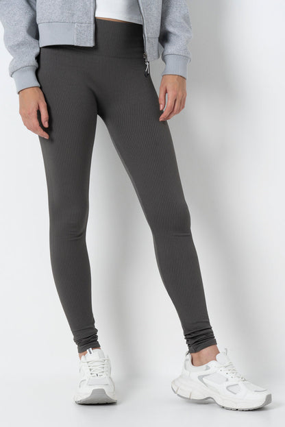 Seamless Rib Leggings Charcoal