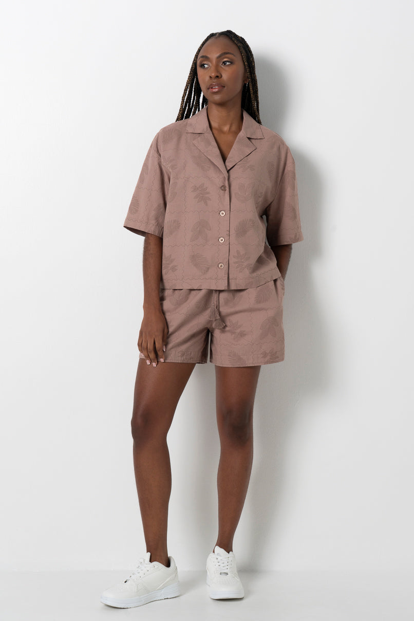 Embroidered Shorts Brown