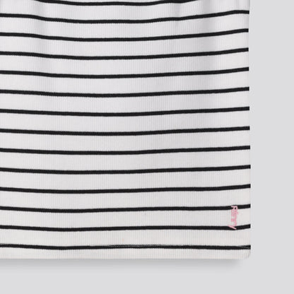 Girls Stripe Ribbed Tank Optic White