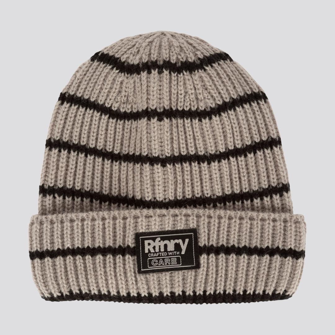 Girls Stripe Beanie Off White
