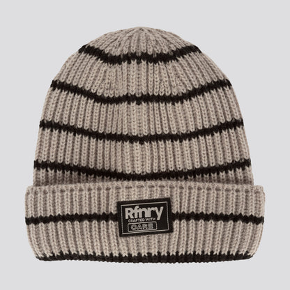 Girls Stripe Beanie Off White