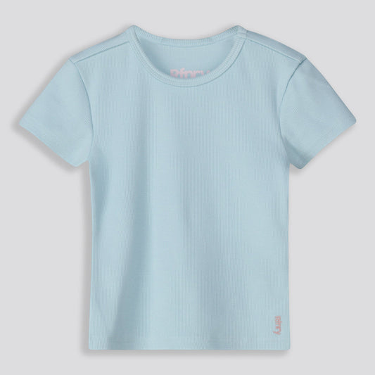 Girls Ribbed Tee Light Blue
