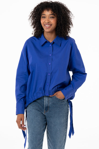 Drawstring Shirt Blue