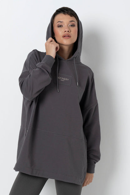 Long Length Hoodie Charcoal