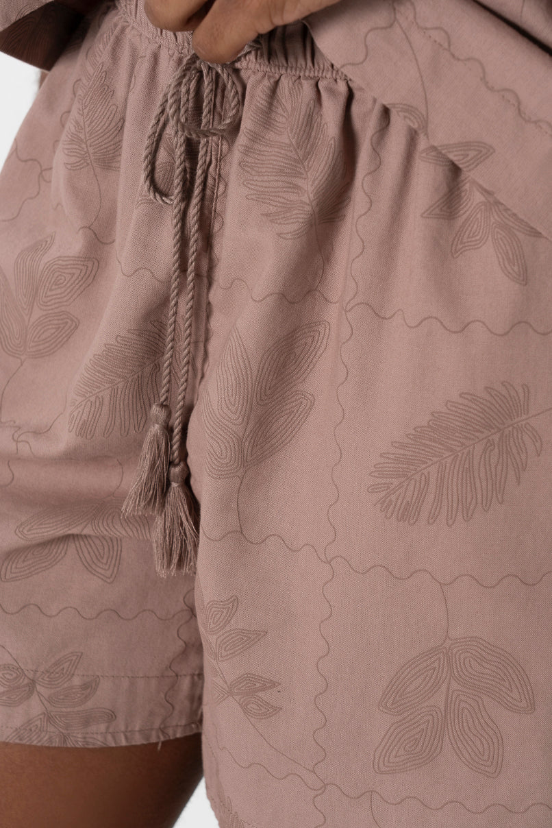 Embroidered Shorts Brown
