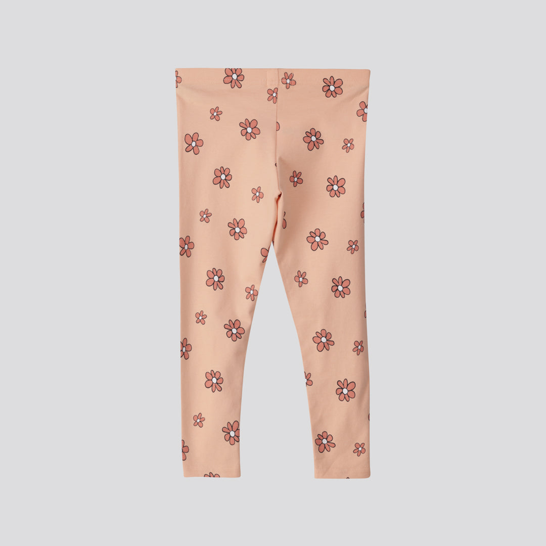 Girls Printed Cotton Leggings Coral