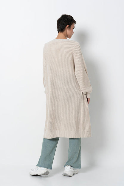 Long Knit Cardigan Nude