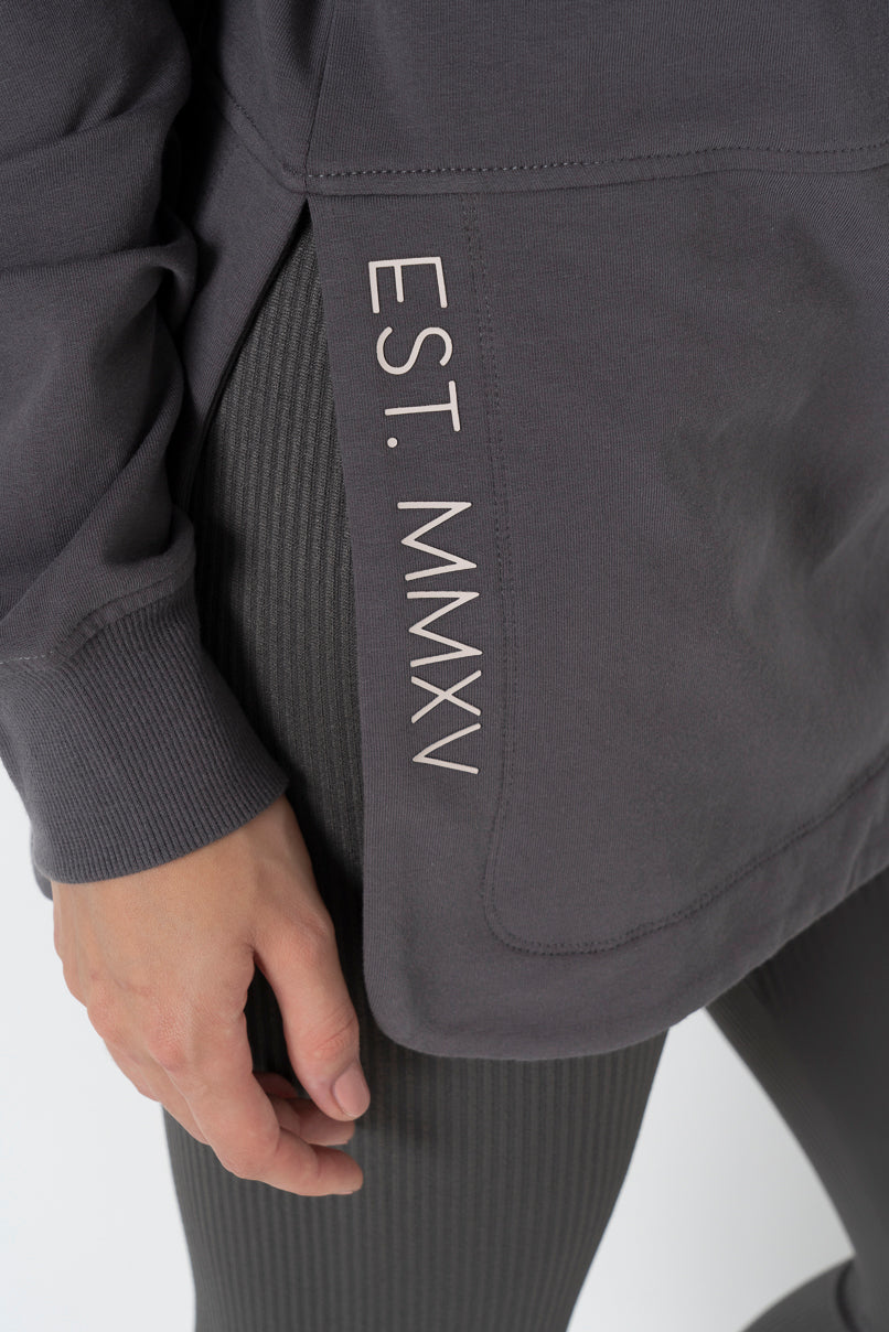 Long Length Hoodie Charcoal