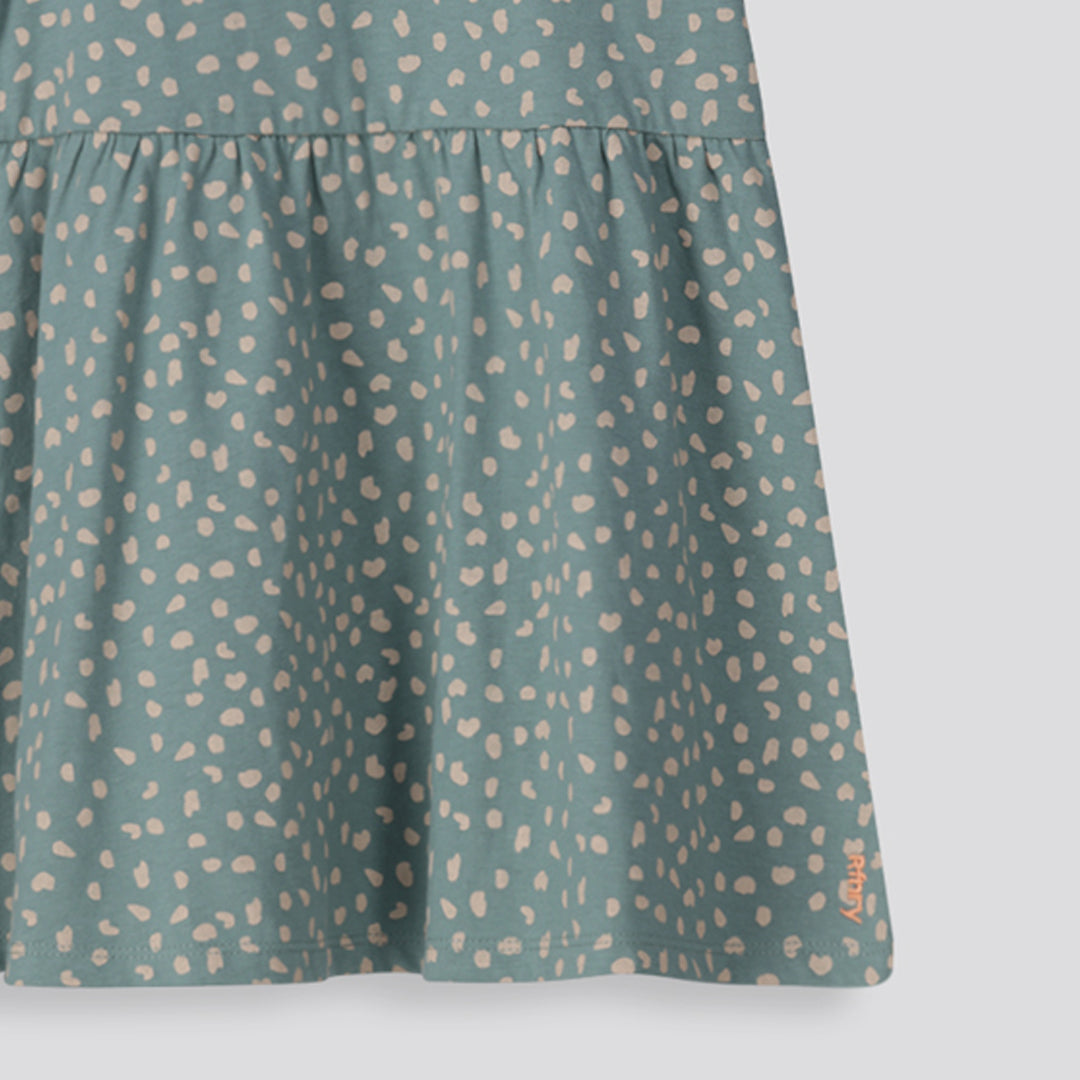 Girls Flutter Sleeve Dress Green