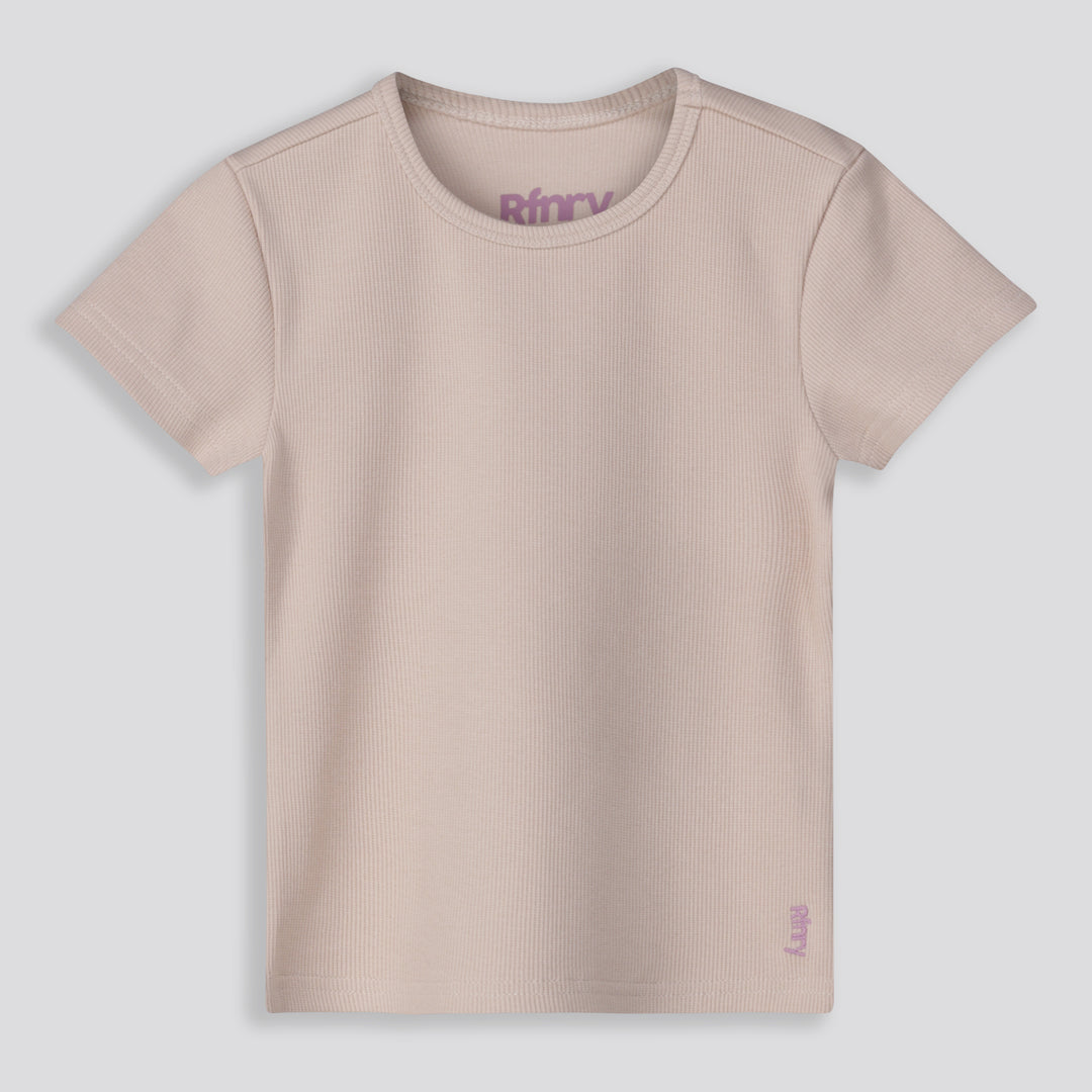 Girls Ribbed Tee Stone