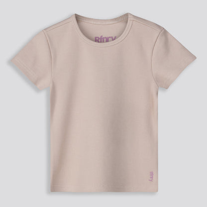 Girls Ribbed Tee Stone