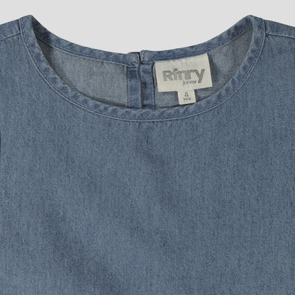 Girls Chambray Top Mid Wash