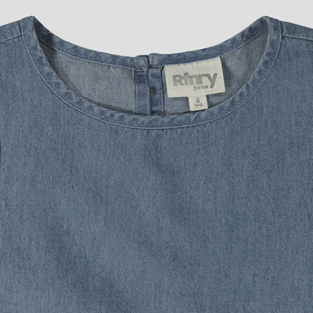 Girls Chambray Top Mid Wash
