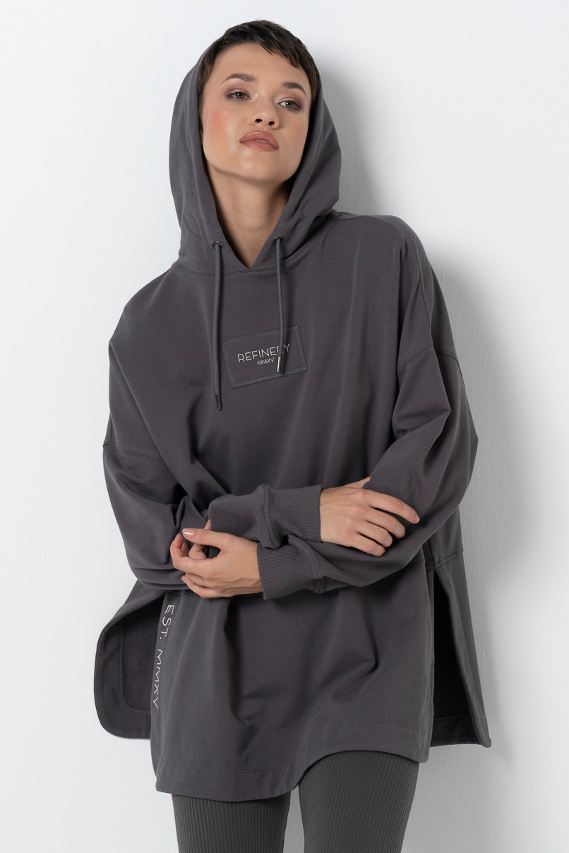 Long Length Hoodie Charcoal