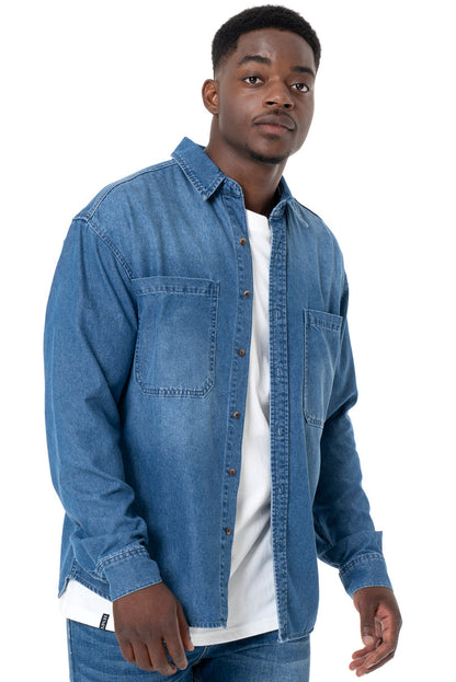 Unisex Denim Shirt Mid Wash
