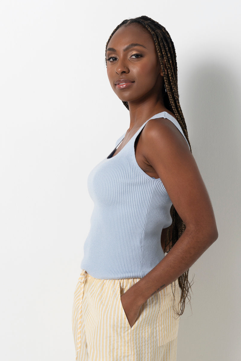 Square Neck Top Blue