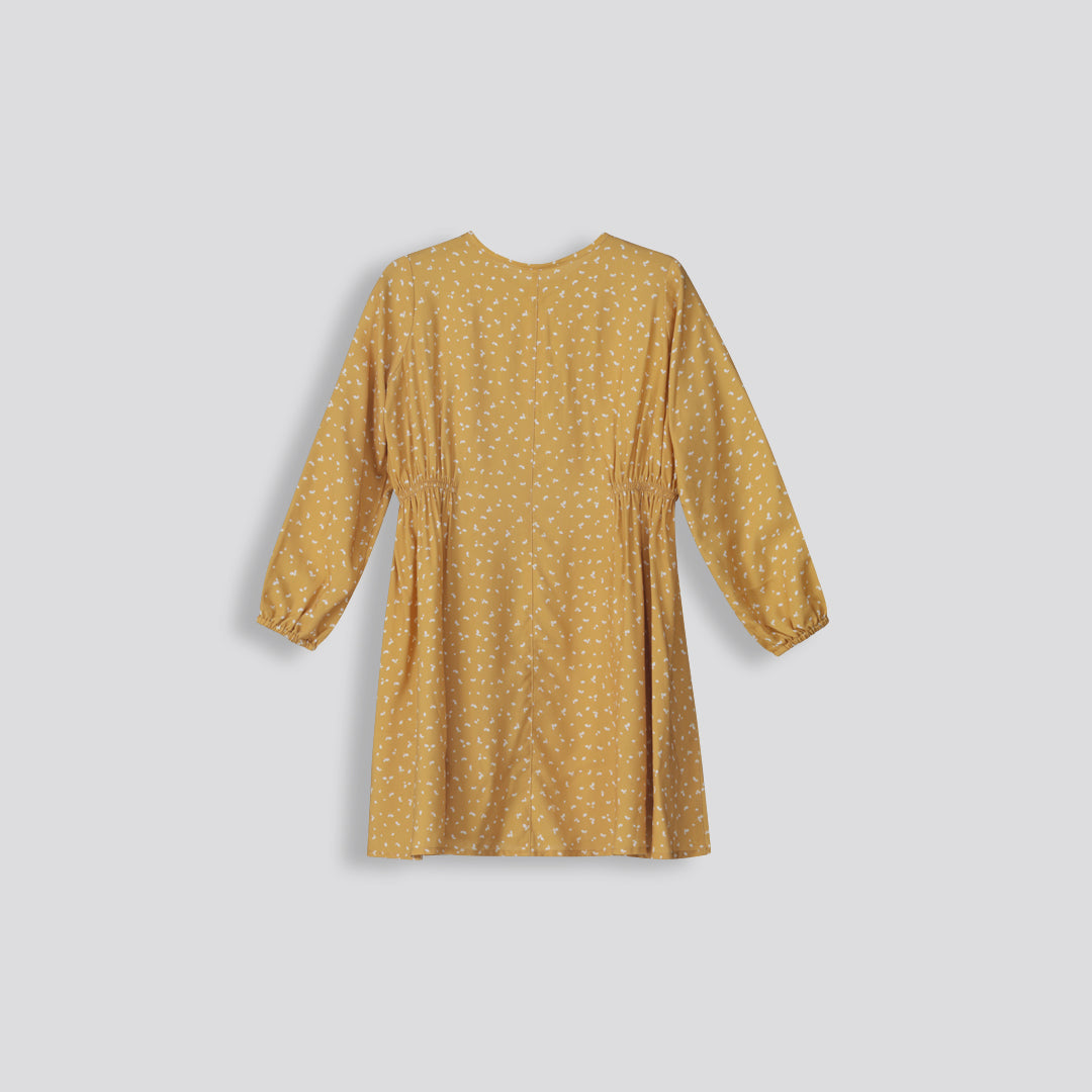 Girls Flare Dress Ochre