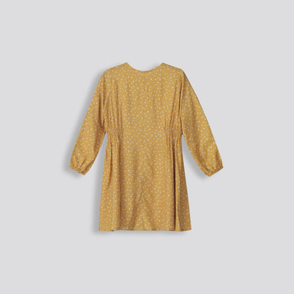 Girls Flare Dress Ochre