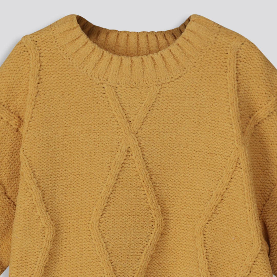 Girls Cable Jumper Ochre
