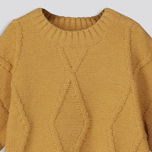 Girls Cable Jumper Ochre