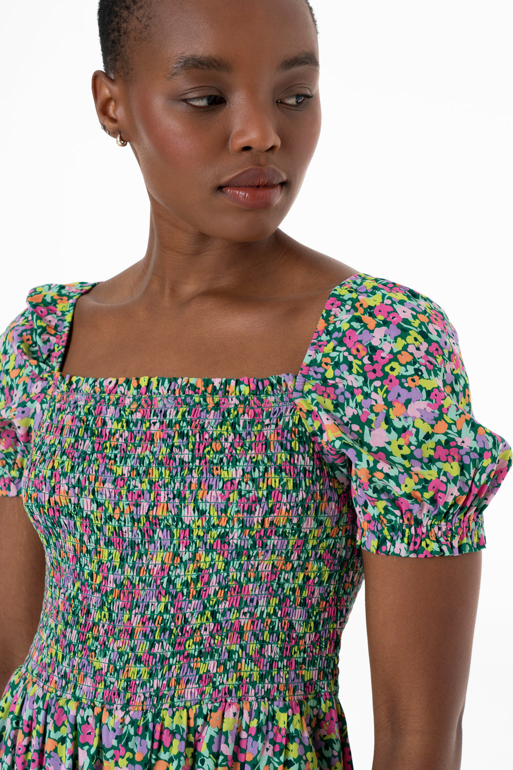 Puff Sleeve Dress Green