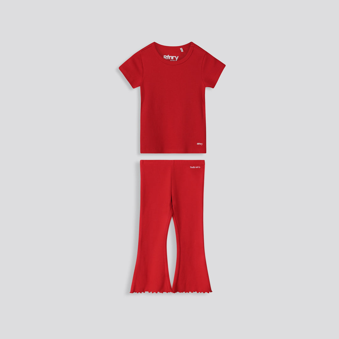 Girls Ribbed Tee Red
