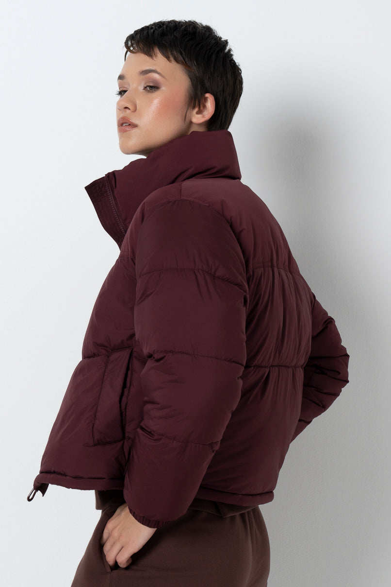 Quilted Puffer Jacket Burgundy