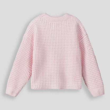 Girls Waffle Jumper Light Pink