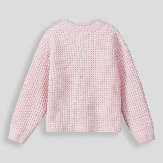 Girls Waffle Jumper Light Pink