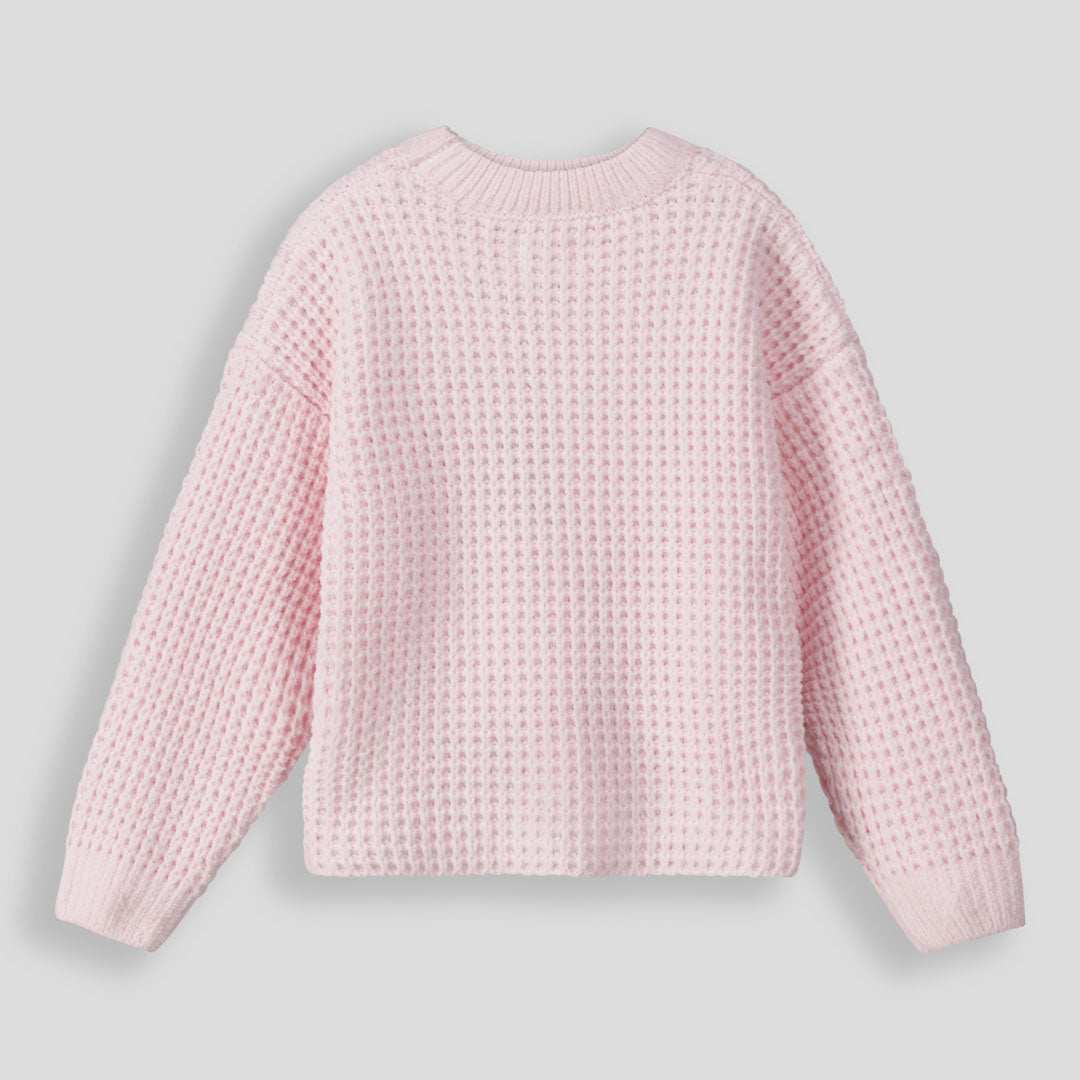 Girls Waffle Jumper Light Pink