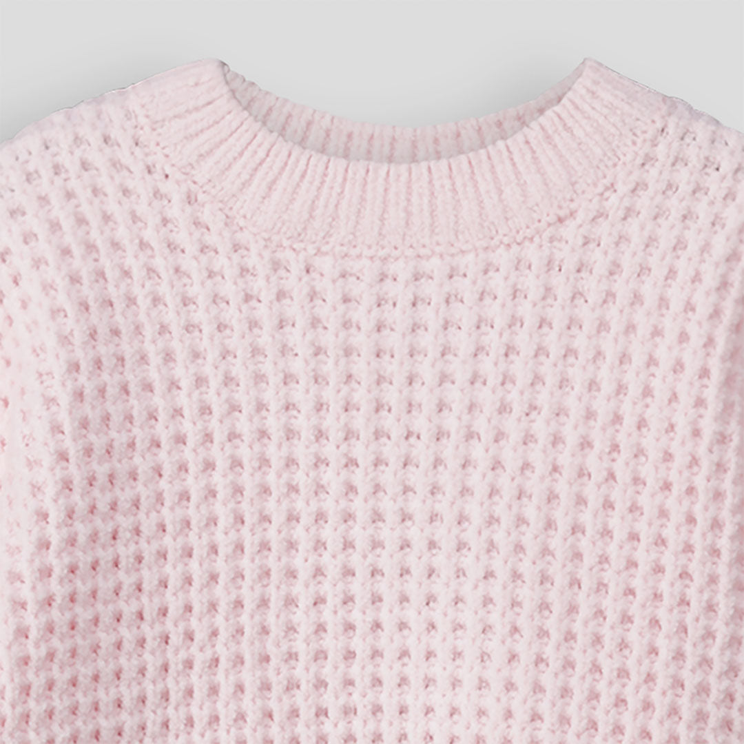 Girls Waffle Jumper Light Pink