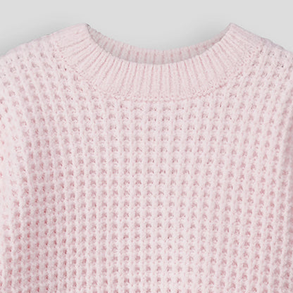 Girls Waffle Jumper Light Pink