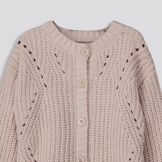 Girls Chenille Cardigan Stone