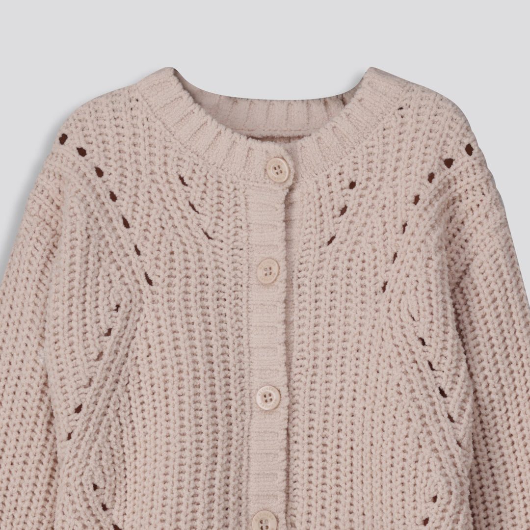 Girls Chenille Cardigan Stone