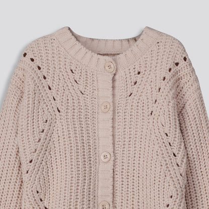 Girls Chenille Cardigan Stone