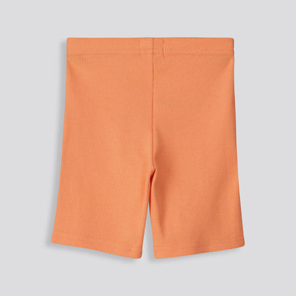 Girls Ribbed Biker Shorts Orange