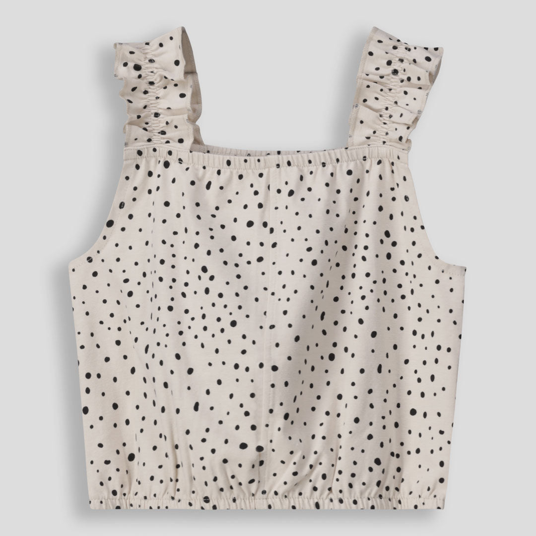 Girls Frill Sleeve Top Stone