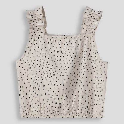 Girls Frill Sleeve Top Stone
