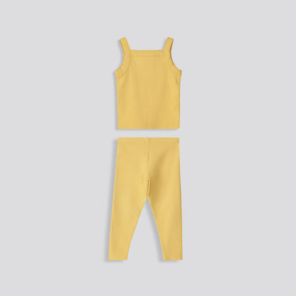 Girls Ribbed Leggings Yellow