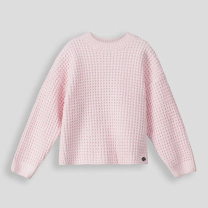 Girls Waffle Jumper Light Pink