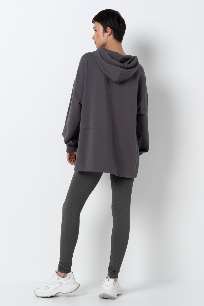 Long Length Hoodie Charcoal
