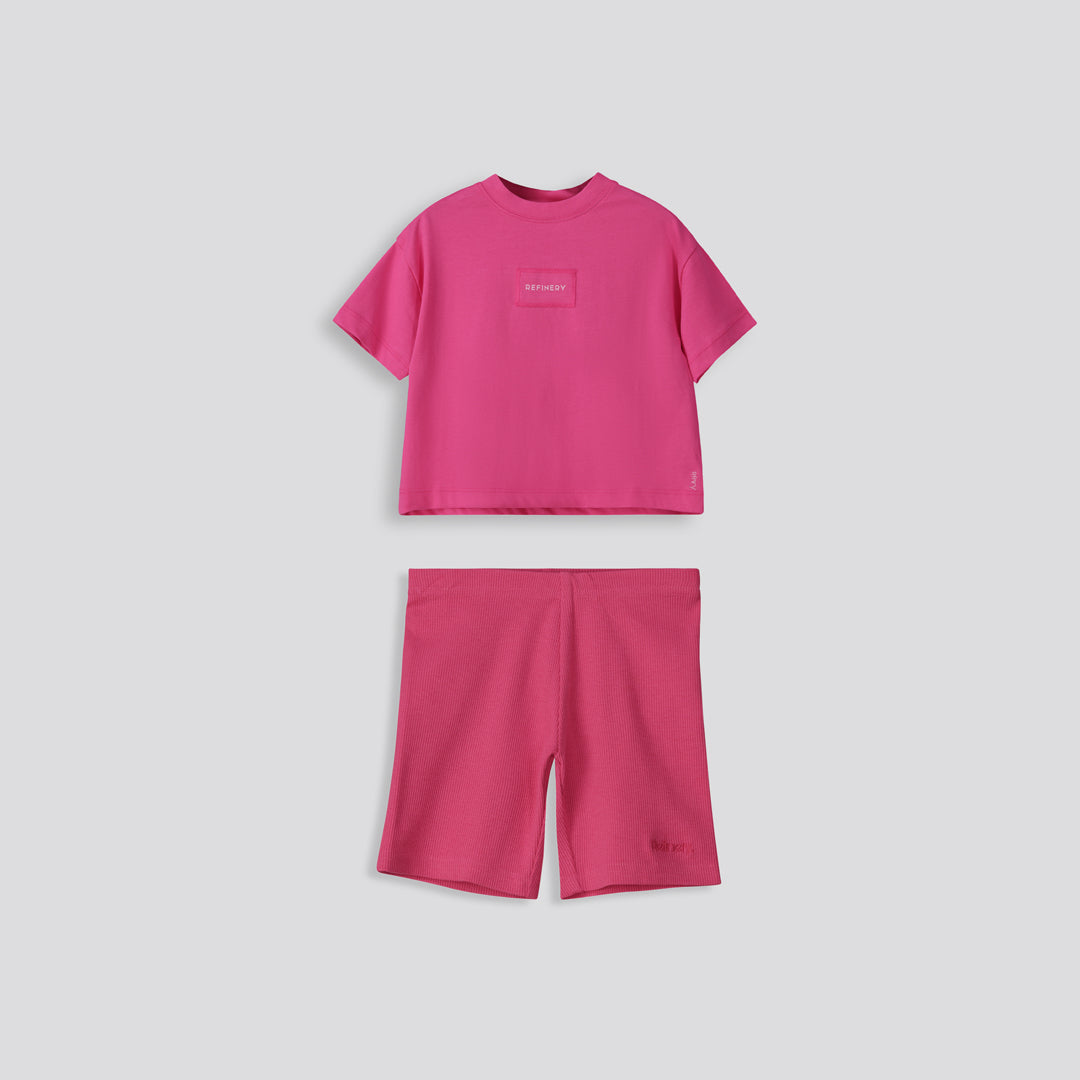 Girls Ribbed Cycle Shorts Pink