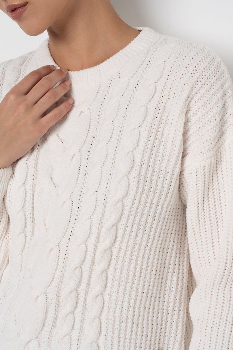 Chenille Cable Jumper Milk