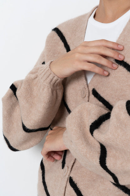 Striped Cardigan Taupe