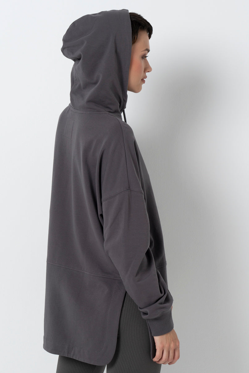 Long Length Hoodie Charcoal