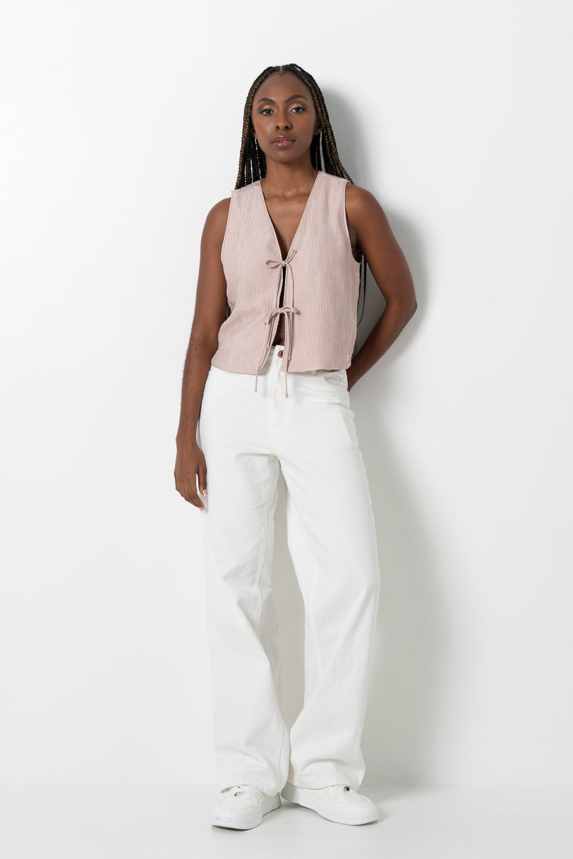 Front Tie Vest Mushroom