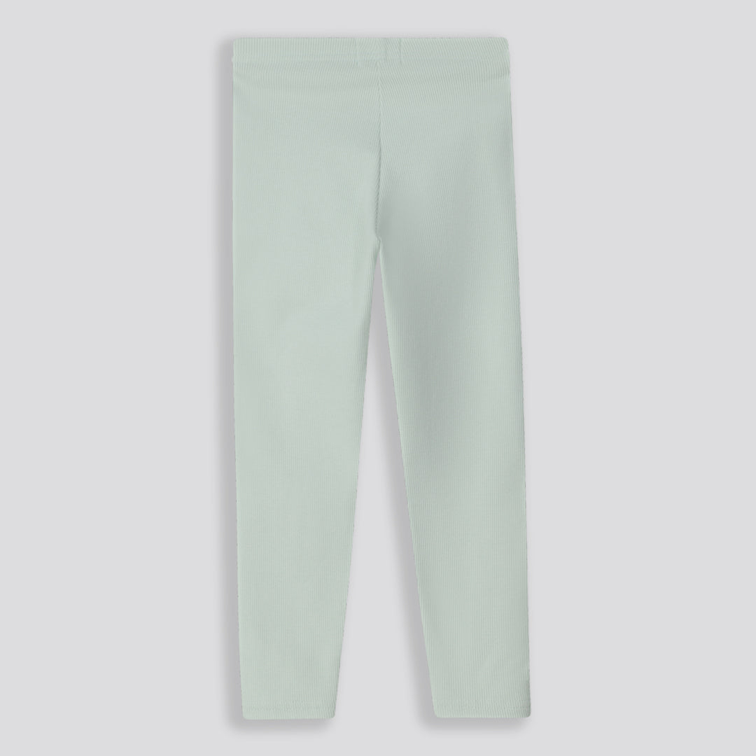 Girls Ribbed Leggings Green