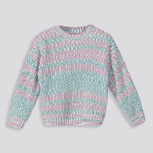 Girls Striped Jumper Purple