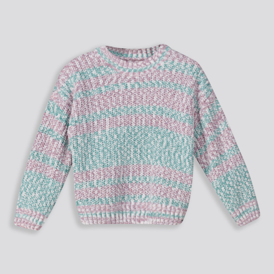 Girls Striped Jumper Purple