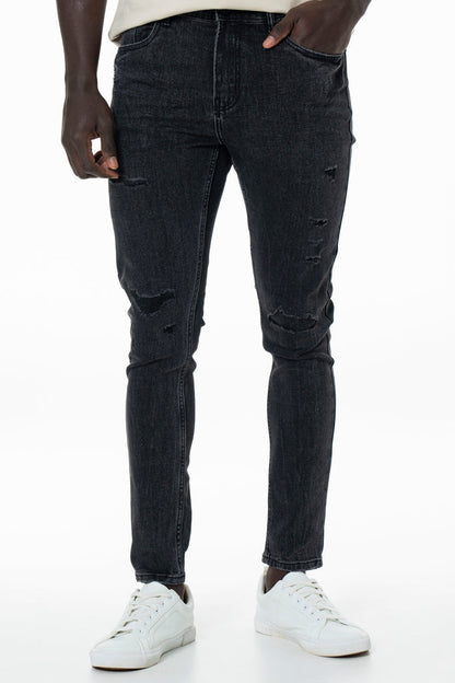 Rf10 Rip & Repair Skinny Denim Jeans Black Wash